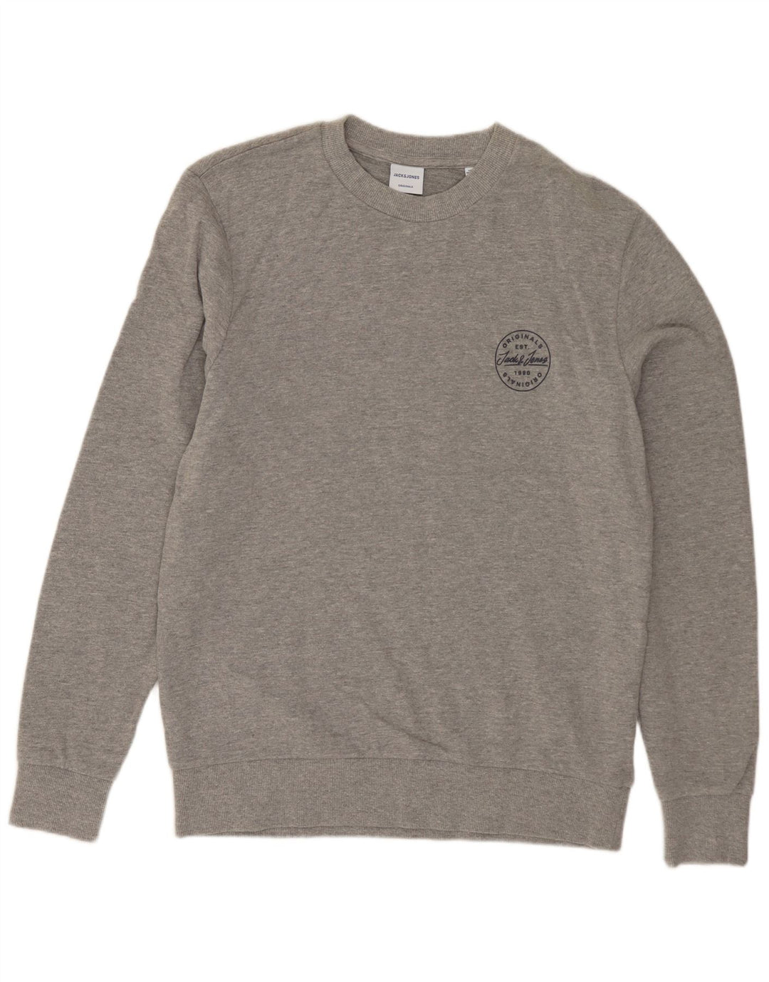 Jack & Jones Herren-Sweatshirt-Pullover aus mittelgrau gefleckter Baumwolle