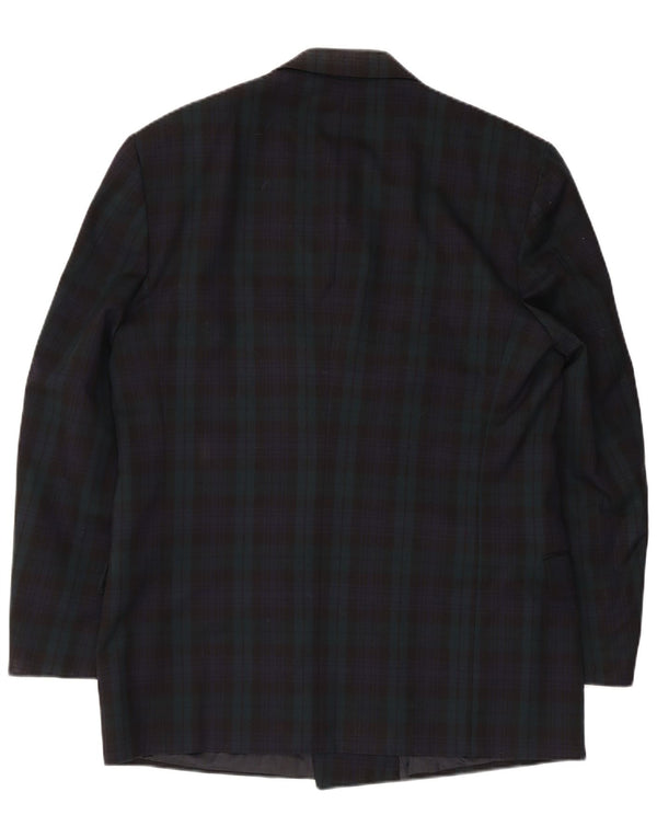 Jaeger Herren-Blazer, zweireihig, IT 52, XL, marineblau, kariert, Wolle