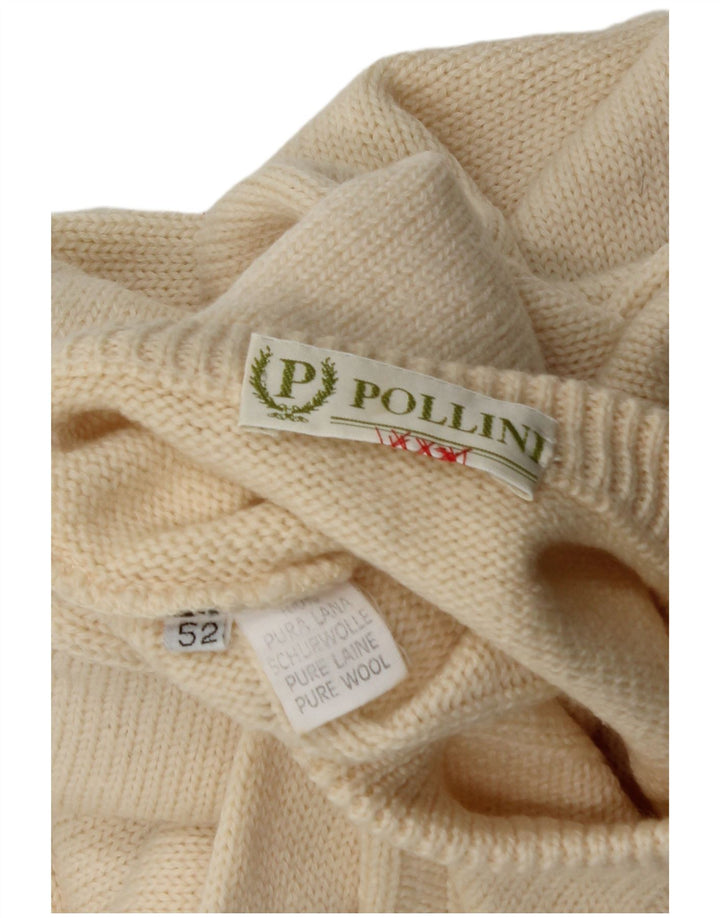 Pollini Herren-Pullover mit Rundhalsausschnitt, IT 52, große beige Wolle