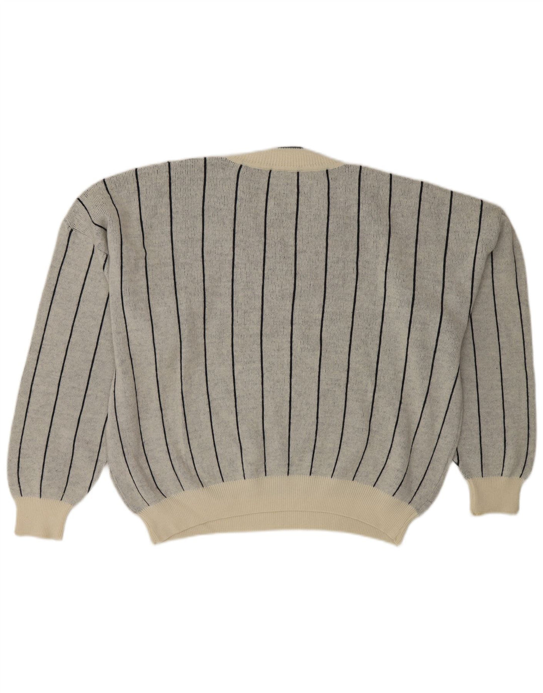 Cacharel Damen-Pullover mit V-Ausschnitt, UK 18, XL, grau gestreifte Wolle