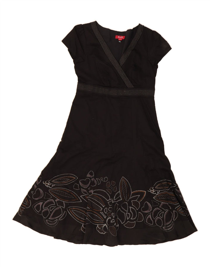 MONSOON Womens Maxi Dress UK 12 Medium  Black Floral Cotton Vintage Monsoon and Second-Hand Monsoon from Messina Hembry 