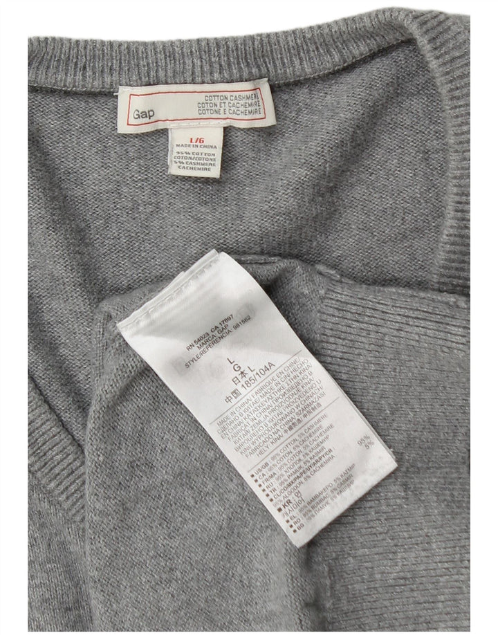 Gap Herren-Pullover mit V-Ausschnitt, groß, aus grauer Baumwolle