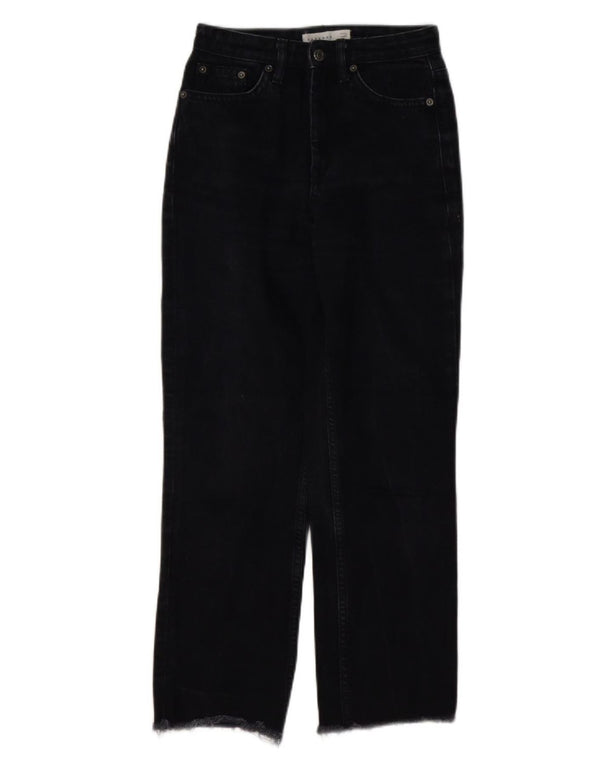 Topshop Damen Straight Jeans W25 L26 Schwarze Baumwolle