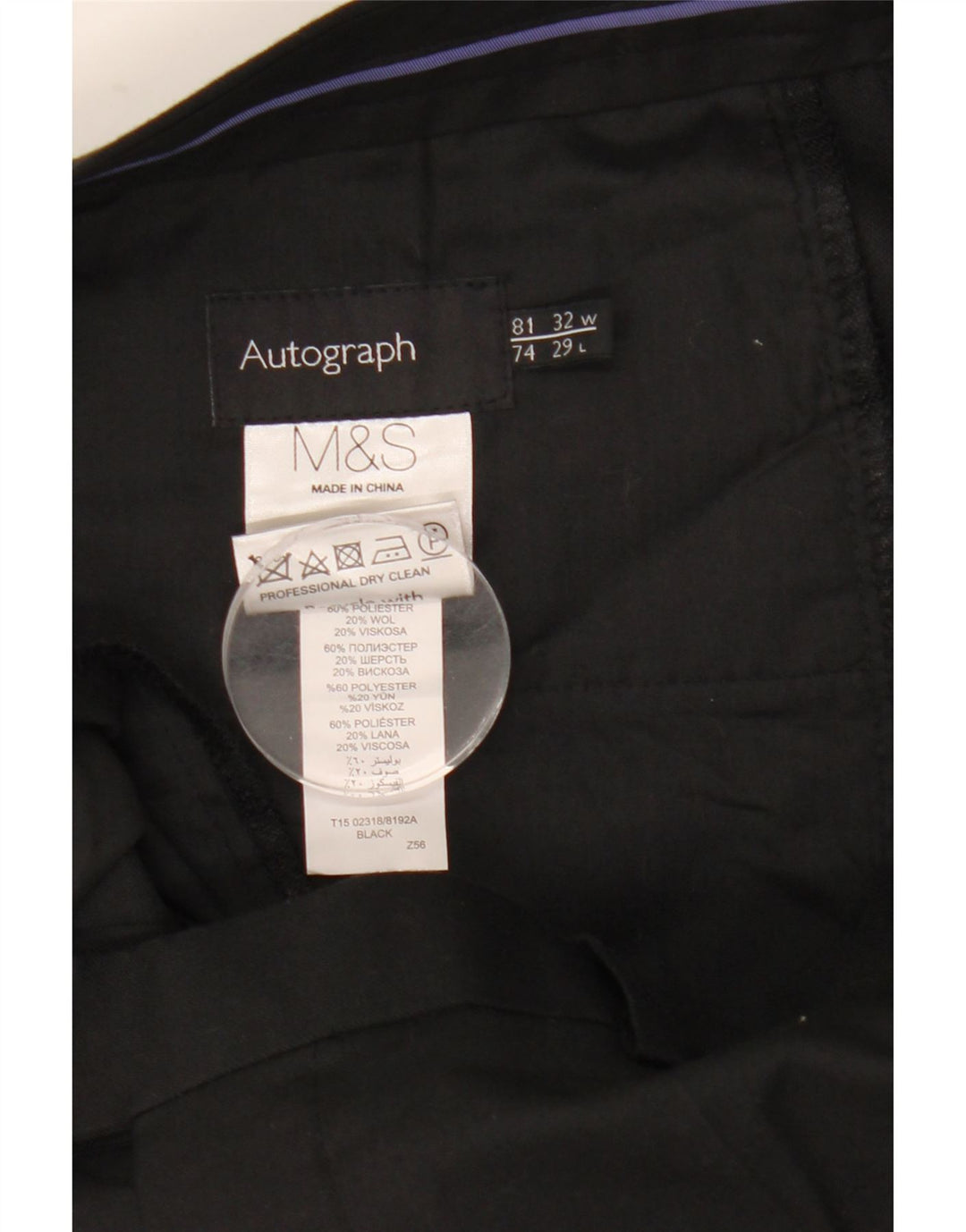 Marks & Spencer Herren Autograph Gerade Anzughose W32 L29 Schwarz