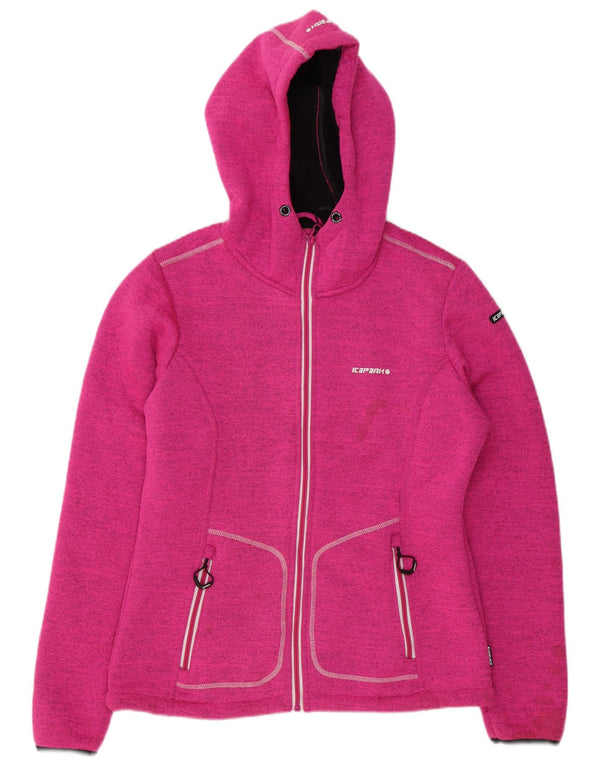 Icepeak Damen-Kapuzenpullover mit Reißverschluss, Größe 48, XL, rosa geflecktes Polyester