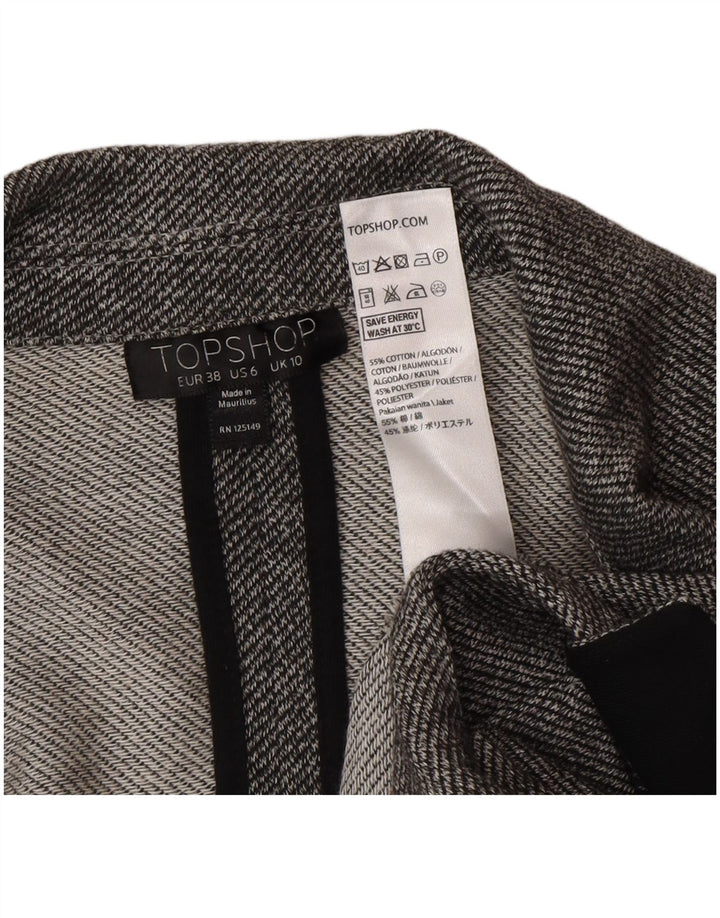 Topshop Damen Longline Open Blazer Jacke UK 10 Small Grau Farbblock
