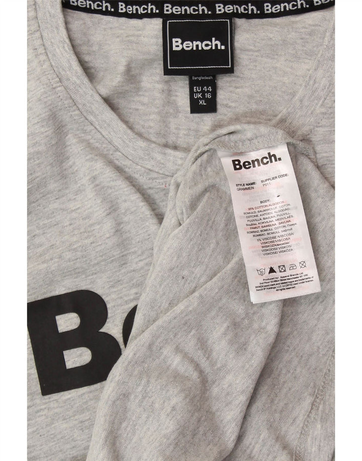 BENCH Grafik-T-Shirt-Oberteil für Damen, UK 16, Größe L, grau meliert, Baumwolle
