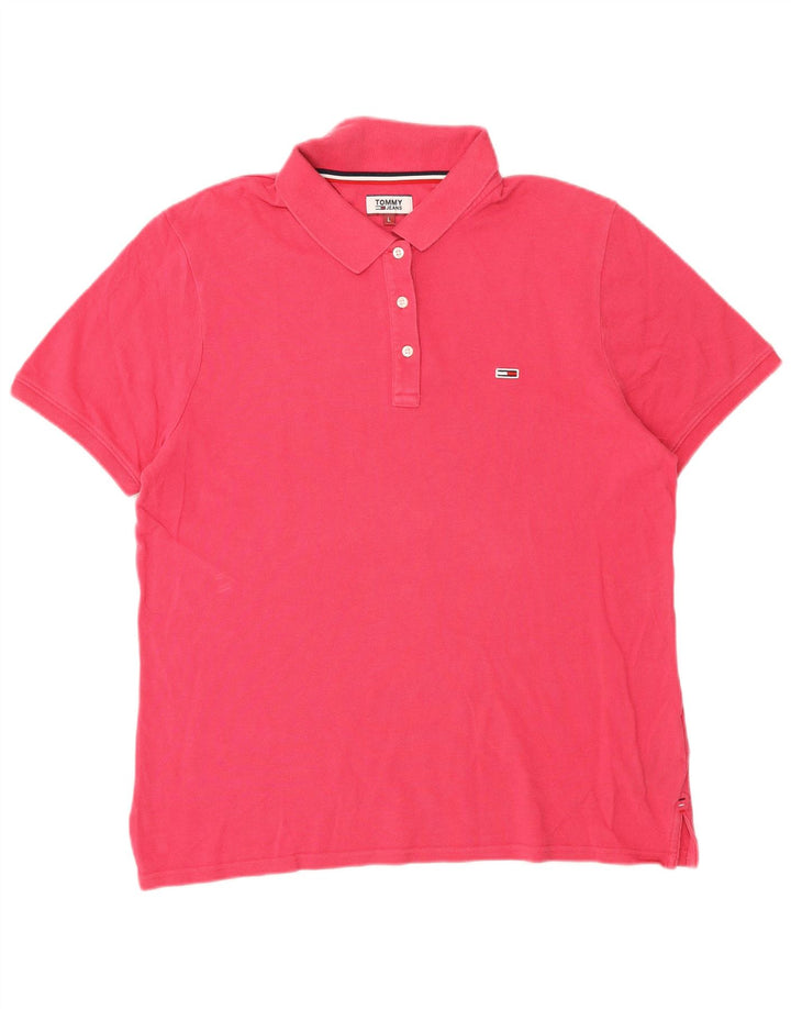 Tommy Hilfiger Damen Poloshirt UK 16 Large Rosa Baumwolle