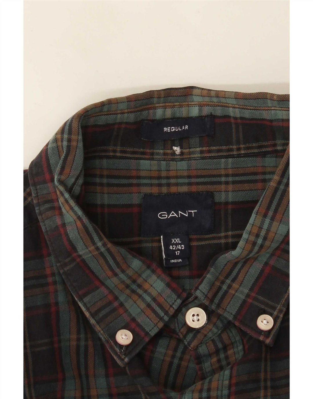 Gant Herren-Flanellhemd mit normaler Passform, Größe 42/43, 17 2XL, mehrfarbig kariert