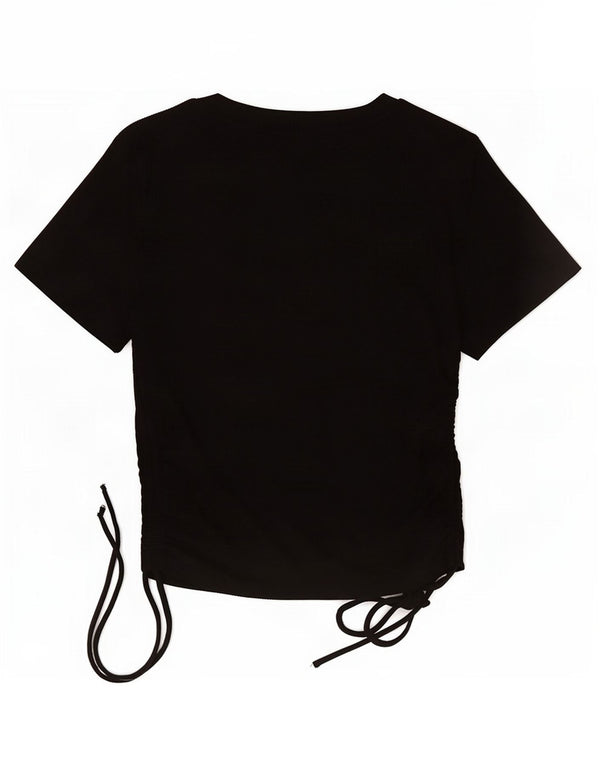 Zara Damen Crop Top UK 12 Medium Schwarz Polyester