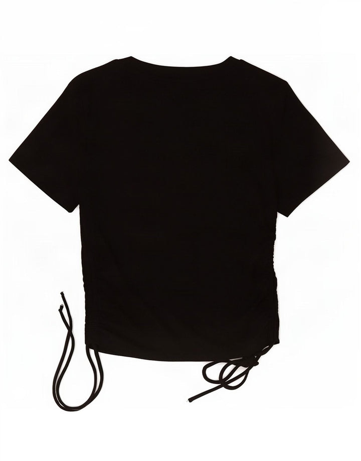 Zara Damen Crop Top UK 12 Medium Schwarz Polyester