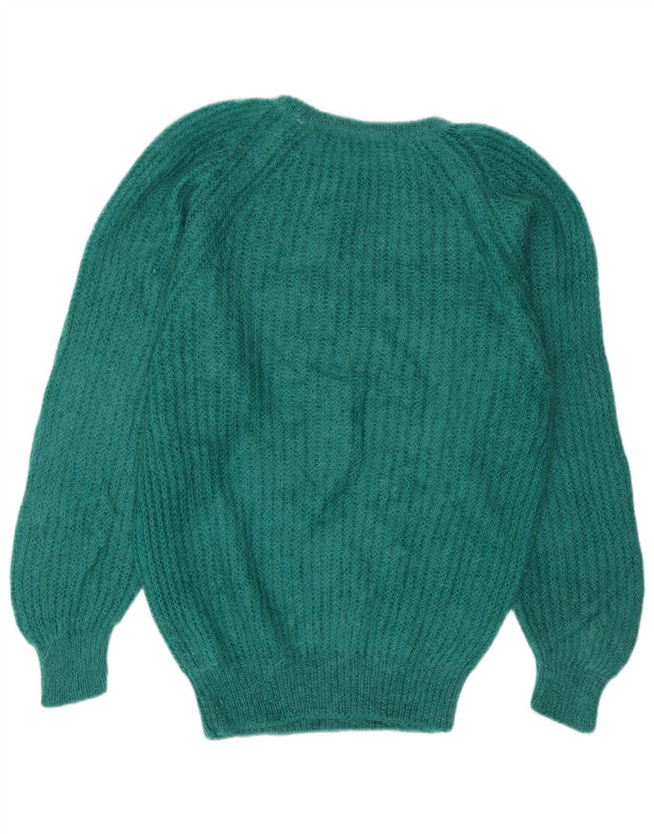 Vintage Damen Pullover mit U-Boot-Ausschnitt UK 14 Mittelblau