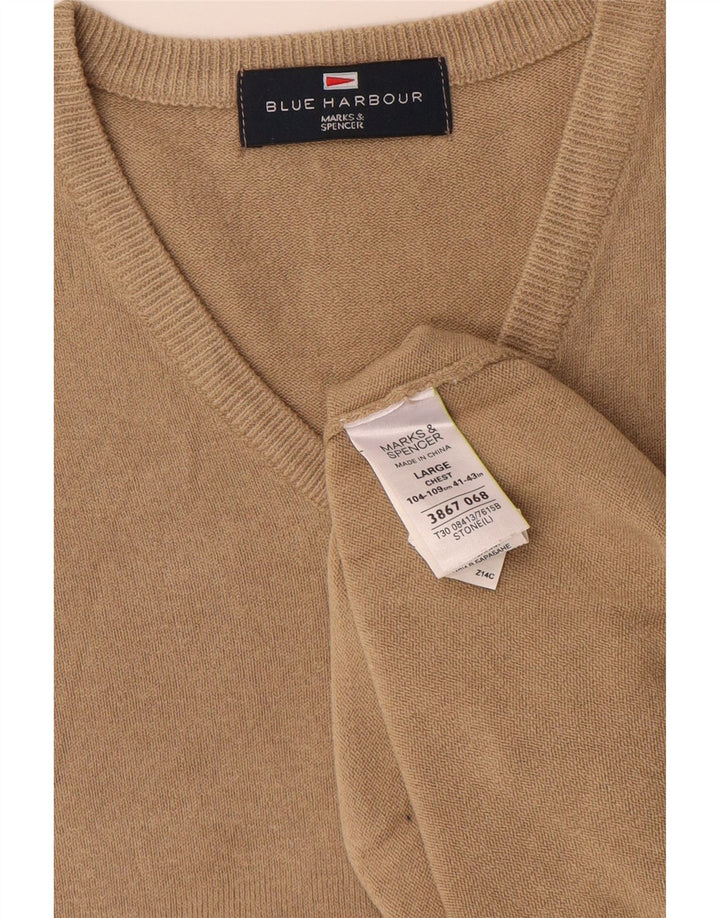 Marks & SPENCER Herren-Pullover mit V-Ausschnitt, Gr. 41/43, Größe L, Beige