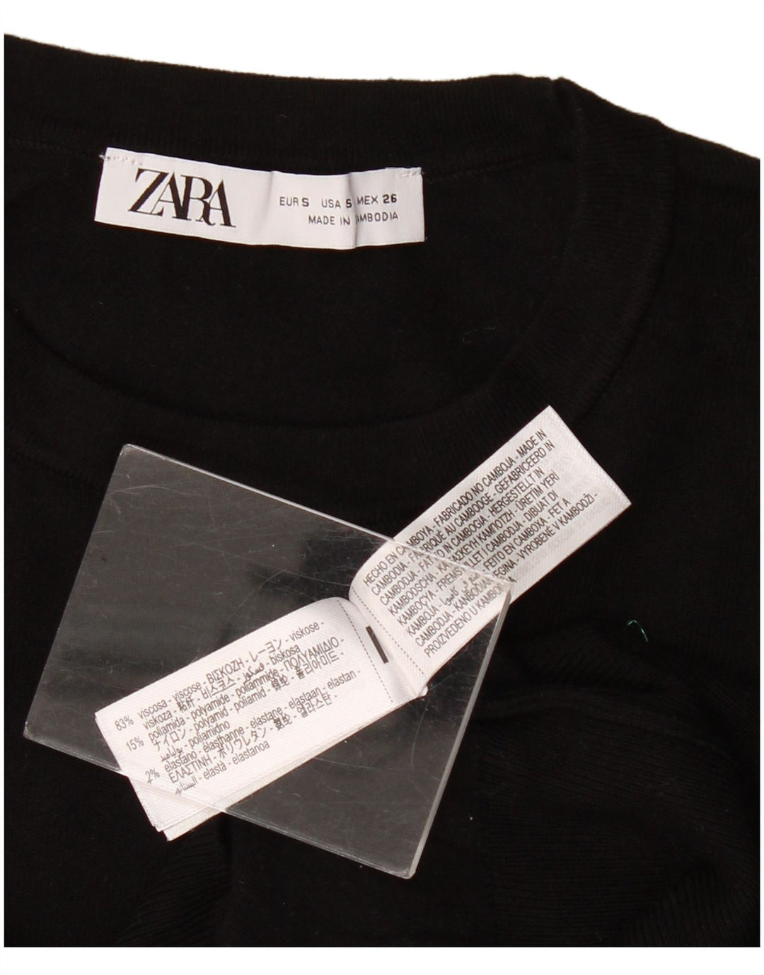 Zara Damen-Pullover mit Rundhalsausschnitt, Gr. 10, Größe S, schwarze Viskose