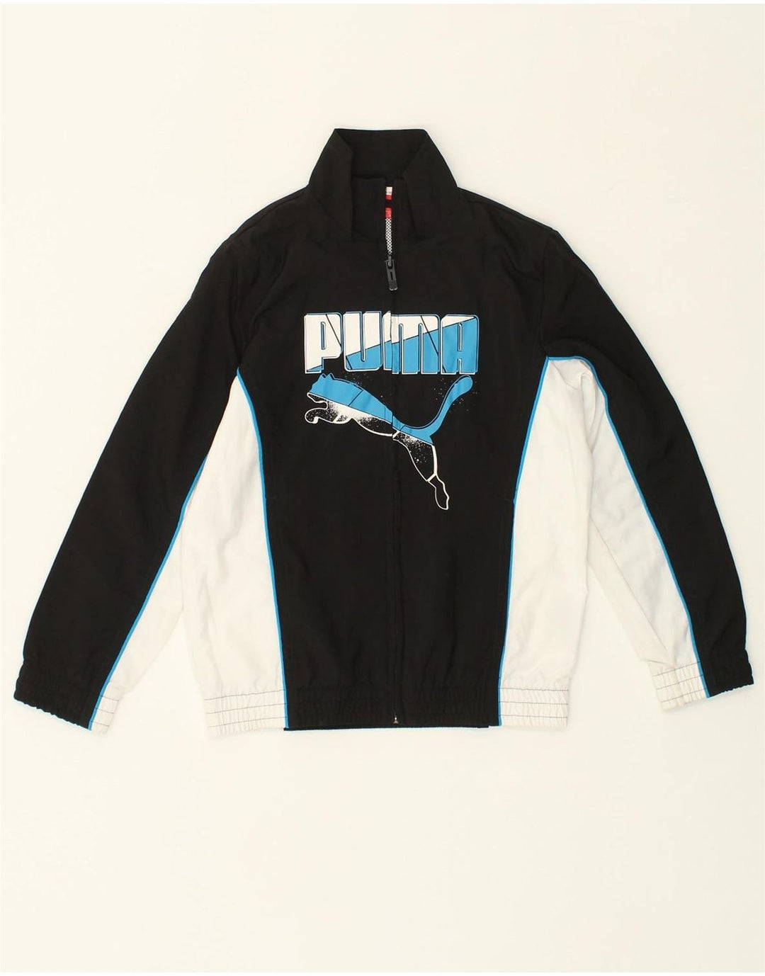 PUMA Boys Tracksuit Top Jacket 7-8 Years White Colourblock Polyester | Vintage Puma | Thrift | Second-Hand Puma | Used Clothing | Messina Hembry 