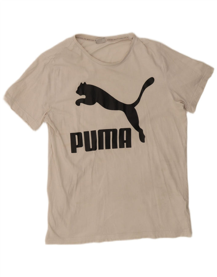 Puma Herren-T-Shirt mit Grafik, groß, aus weißer Baumwolle