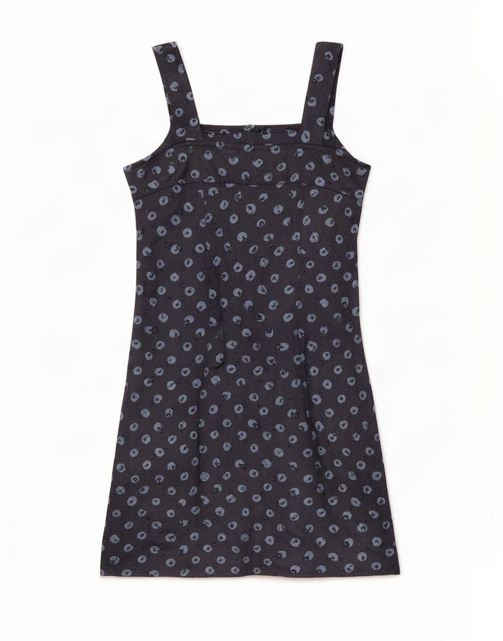 Benetton Damen-Sommerkleid mit abstraktem Muster, UK 6 XS, Marineblau