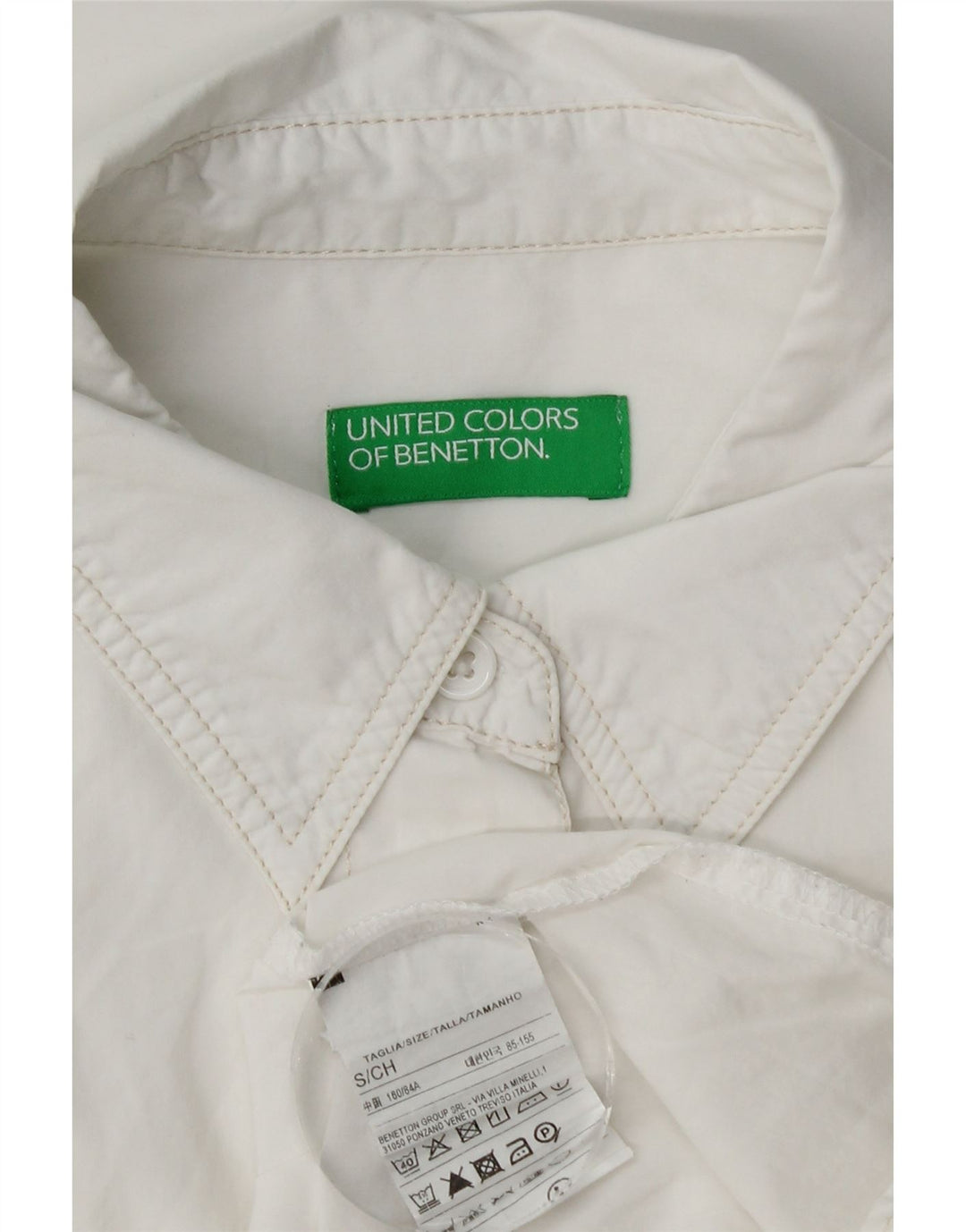 Benetton Damen-Oversize-Hemd, UK 10, Größe S, weiße Baumwolle
