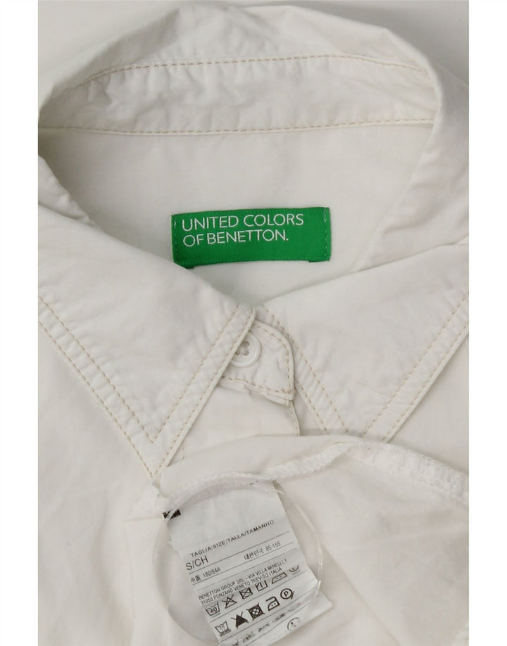 Benetton Damen-Oversize-Hemd, UK 10, Größe S, weiße Baumwolle