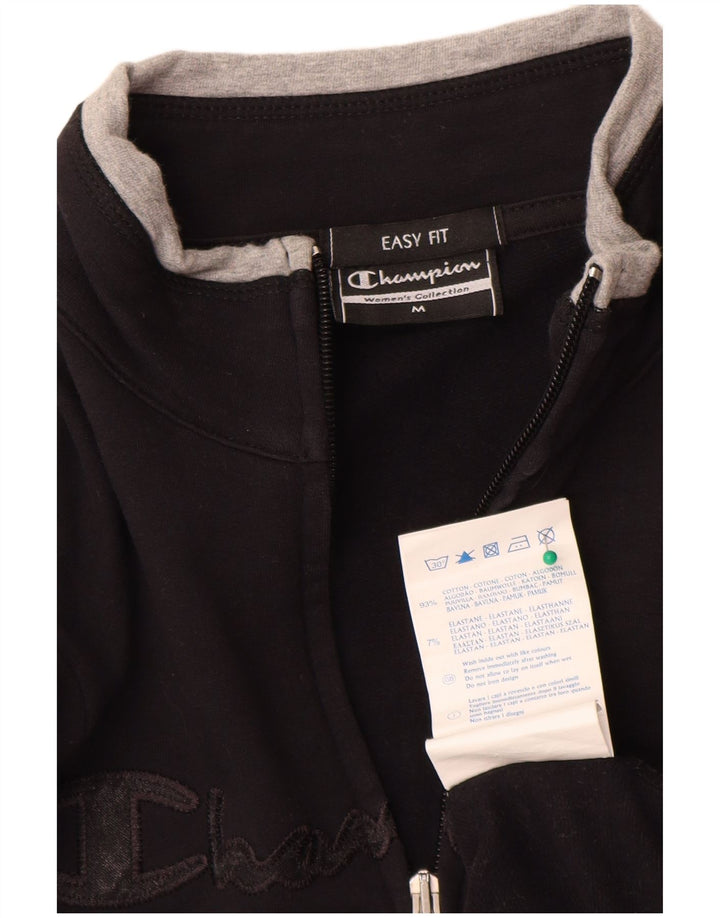 Champion Damen Easy Fit Graphic Trainingsanzug-Top-Jacke UK 14 Medium Schwarz