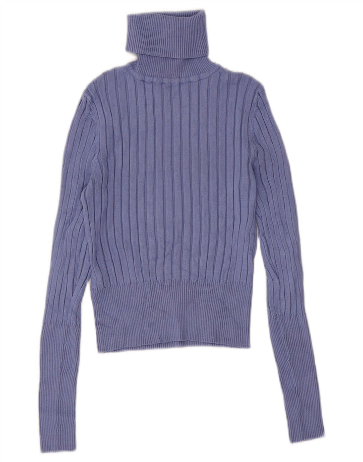 Zara Damen Crop Oversized Rollkragenpullover Pullover UK 12 Mittellila