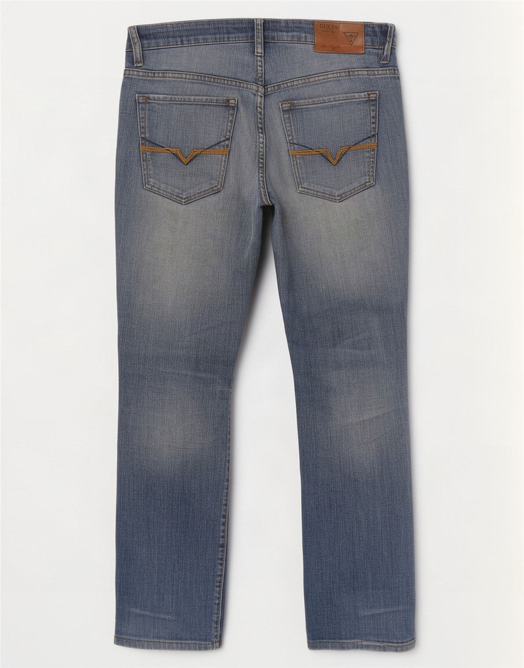 Guess Herren Straight Jeans W32 L29 Blaue Baumwolle
