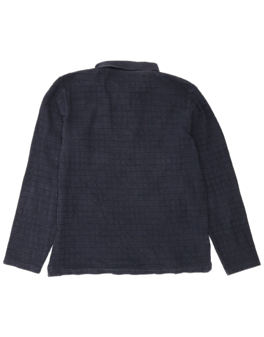 Ted Baker Herren-Langarm-Poloshirt, Größe 4, groß, marineblau, kariert, Baumwolle
