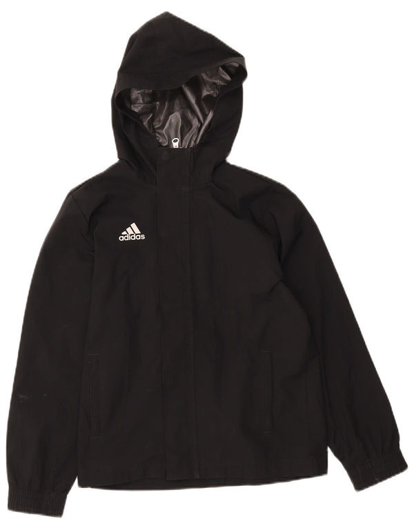 ADIDAS Jungen-Windbreakerjacke mit Kapuze, 9–10 Jahre, schwarzes Polyester
