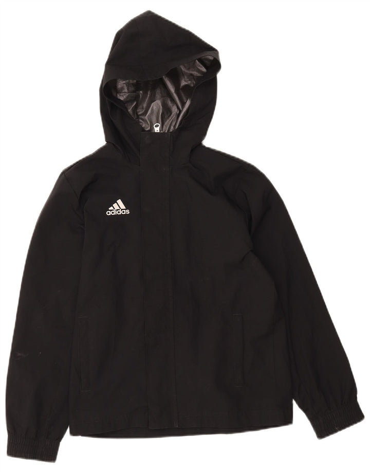 ADIDAS Jungen-Windbreakerjacke mit Kapuze, 9–10 Jahre, schwarzes Polyester