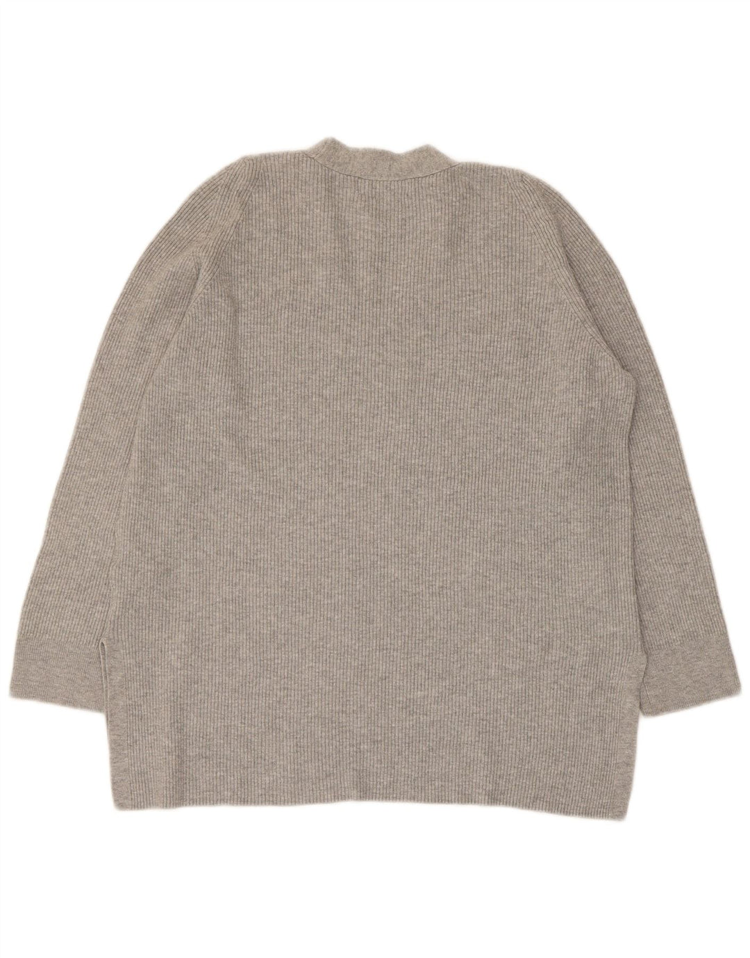 Marks & Spencer Damen-Pullover mit V-Ausschnitt, UK 14, Größe L, graue Viskose