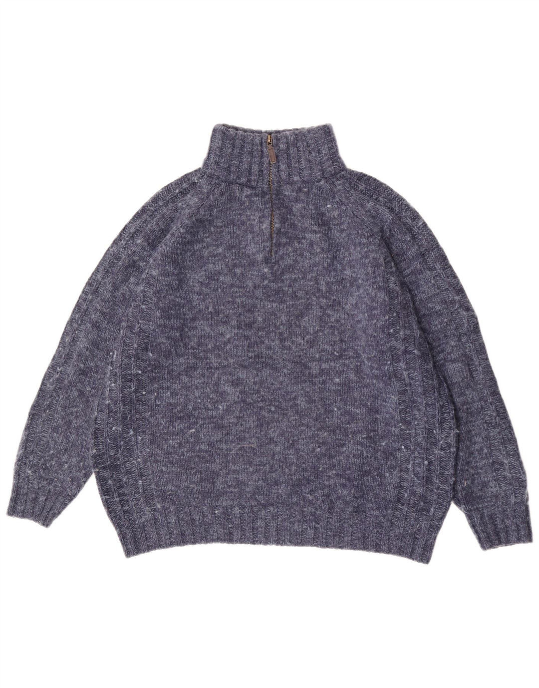 Marks & Spencer Herren-Pullover mit normaler Passform und Reißverschluss, Größe L, blau meliert