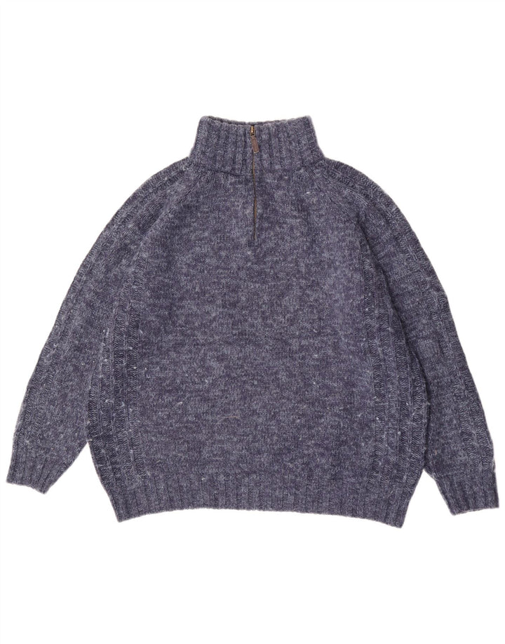 Marks & Spencer Herren-Pullover mit normaler Passform und Reißverschluss, Größe L, blau meliert