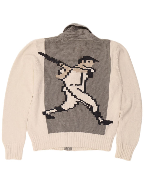 Gant Mens By Michael Bastian Graphic Cardigan Sweater XL Grey Colourblock