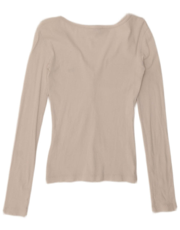 Lee Damen Crop Top Langarm UK 6 XS Weiße Baumwolle