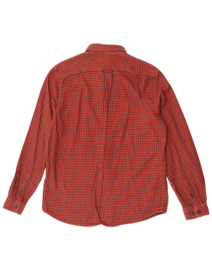 Ben Sherman Herren-Flanellhemd, großes rotes Hahnentrittmuster aus Baumwolle