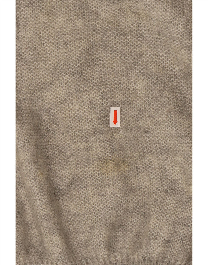 VINTAGE Damen Rollkragenpullover Pullover UK 18 XL Grau geblümtes Mohair