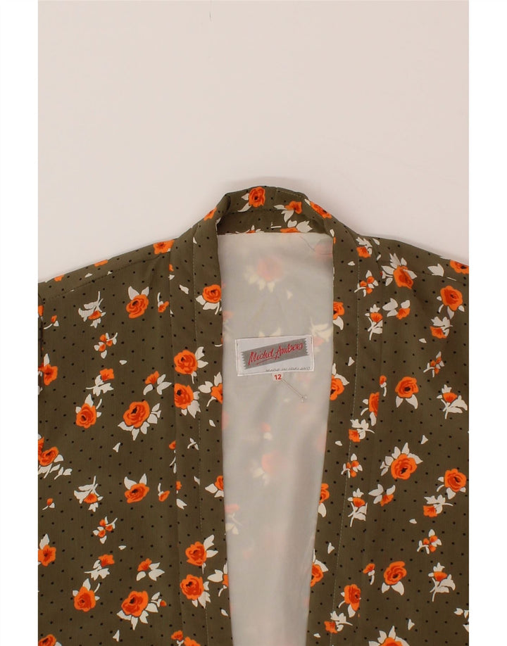 MICHEL AMBERS Womens 2 Piece Set UK 12 Medium Khaki Floral Polyester Vintage Michel Ambers and Second-Hand Michel Ambers from Messina Hembry 