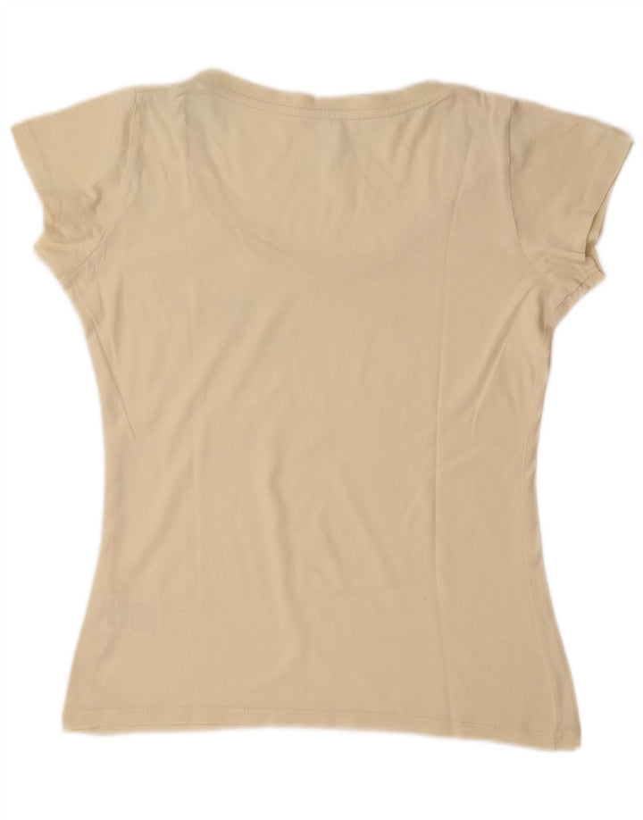 Guru Damen T-Shirt Top UK 12 Medium Off White Cotton