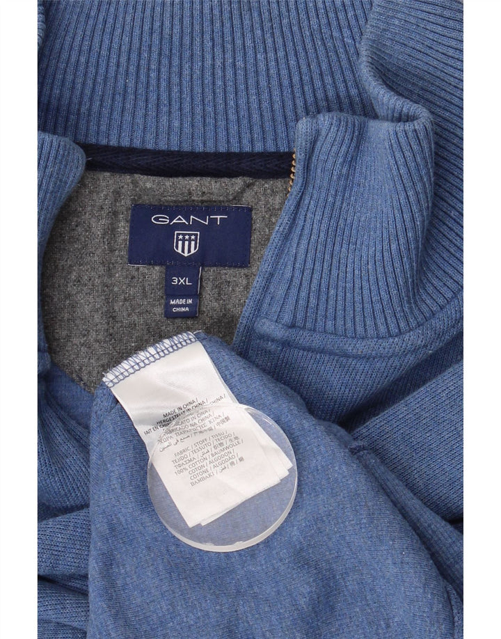 GANT Herren-Sweatshirt mit Reißverschluss am Hals, 3XL, blaue Baumwolle
