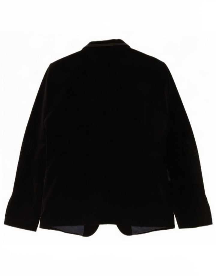 Zara Herren-Blazer aus Samt mit 1 Knopf, EU 50, mittelschwarze Baumwolle