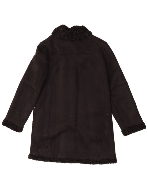 Zara Damen Sherpa Mantel UK 10 Small Schwarz