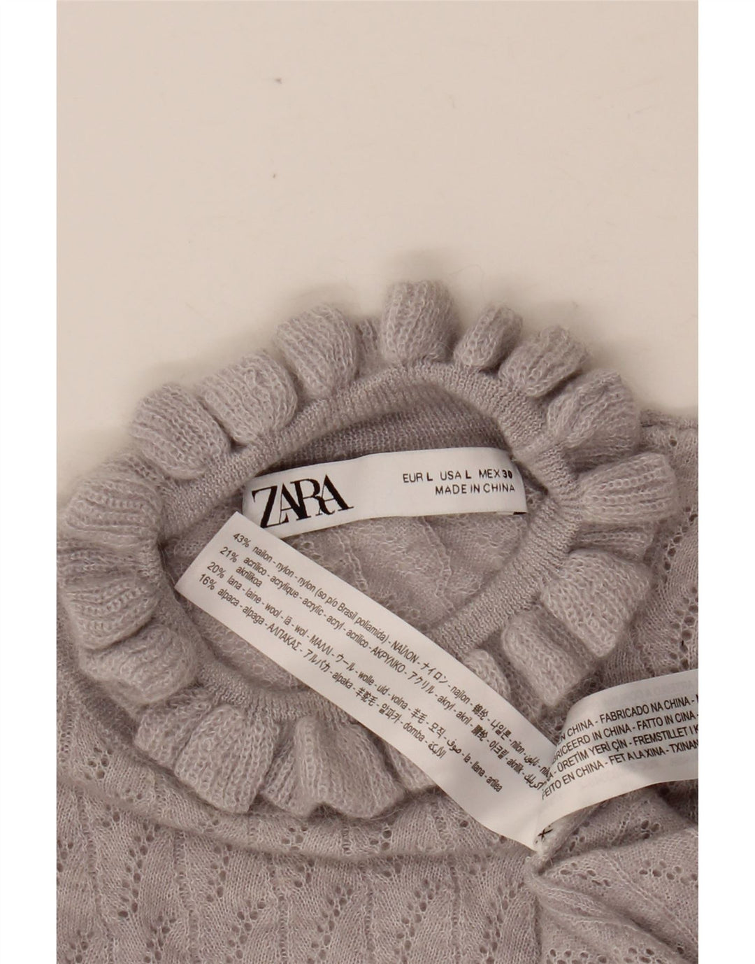 ZARA Damen Crop Turtle Neck Pullover Pullover UK 14 Large Lila Nylon