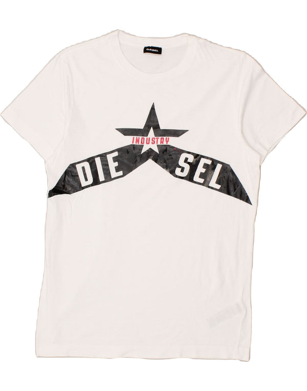 DIESEL Grafik-T-Shirt-Oberteil für Jungen, 13–14 Jahre, weiße Baumwolle