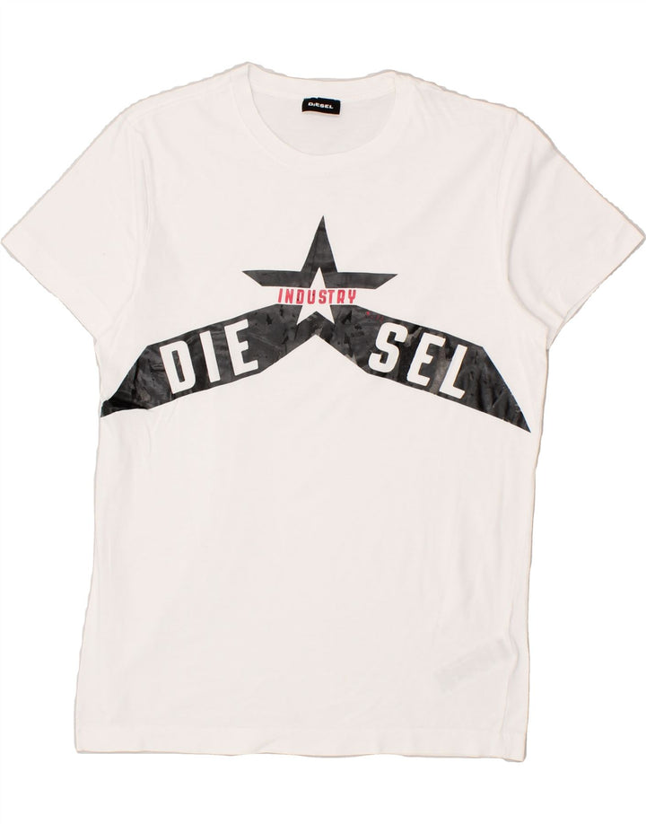 DIESEL Grafik-T-Shirt-Oberteil für Jungen, 13–14 Jahre, weiße Baumwolle
