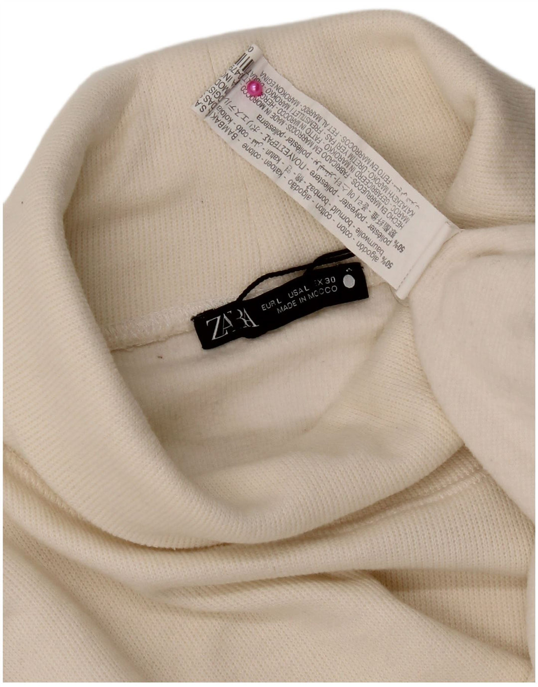 Zara Damen Top Langarm UK 16 Large Weiße Baumwolle