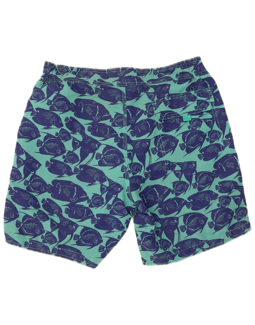 Boden Herren-Badeshorts mit abstraktem Muster, mittelblaues Polyester