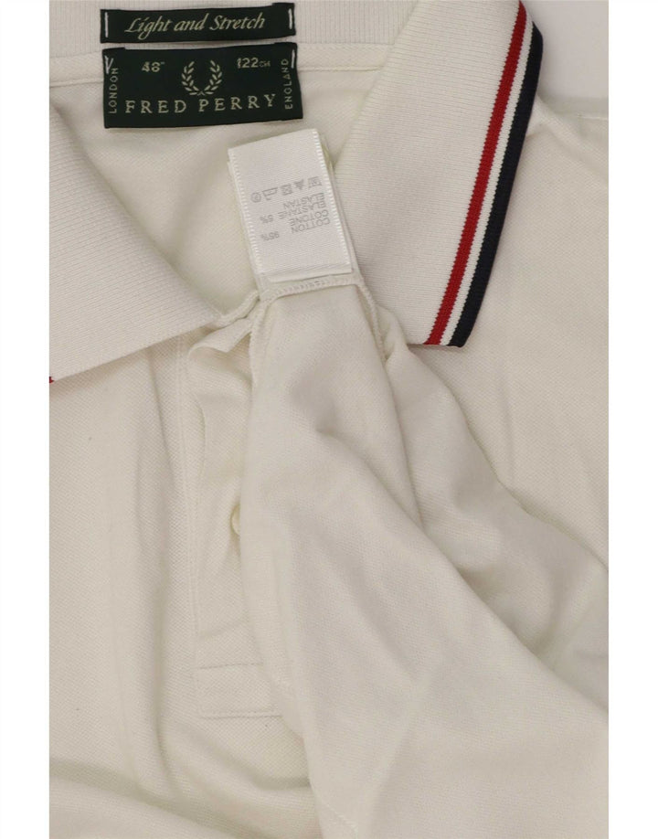Fred Perry Herren-Poloshirt, groß, weiß gestreift, Baumwolle