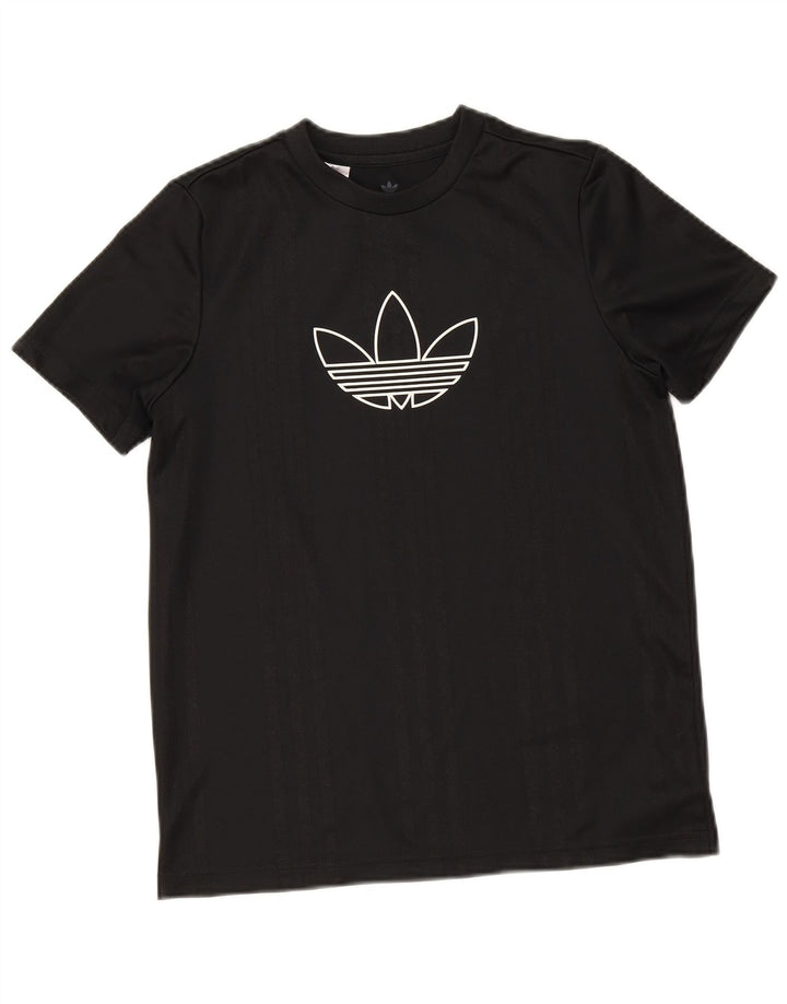 Adidas T-Shirt mit Grafik für Jungen, 12–13 Jahre, schwarzes Polyester