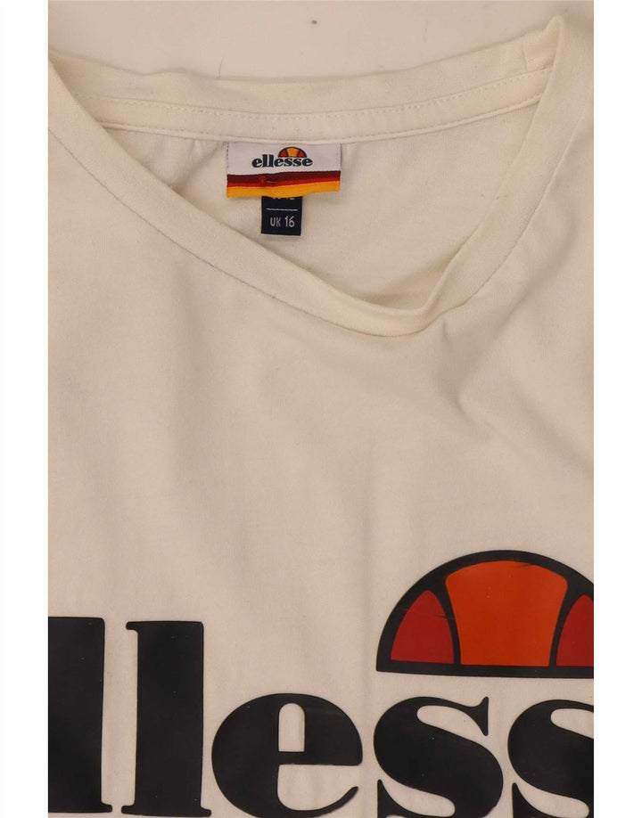 Ellesse Womens Graphic T-Shirt Top UK 16 Large Weiß
