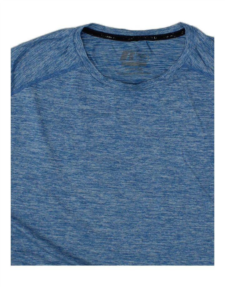 RUSSELL ATHLETIC Mens T-Shirt Top 2XL Blue Flecked Polyester Vintage Russell Athletic and Second-Hand Russell Athletic from Messina Hembry 